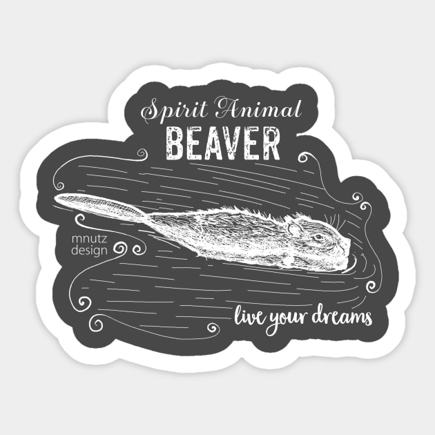 Spirit animal Beaver white Sticker by mnutz